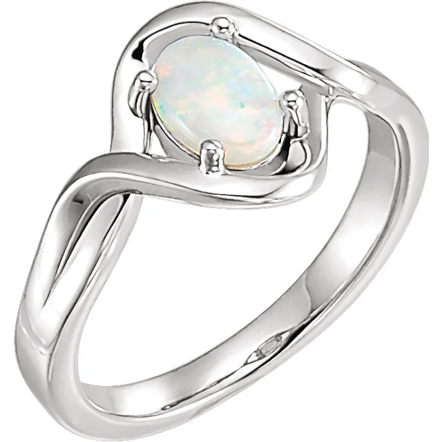 Agate Gemstone Rings with a Banded and Textured DesignGenuine Oval Australian Opal Freeform Infinity Ring in 14k Gold or Sterling Silver