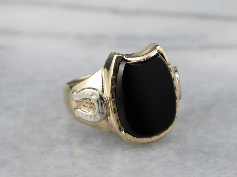 Sapphire Gemstone Rings in a Victorian - Inspired DesignBlack Onyx Gold "Horseshoe" Ring