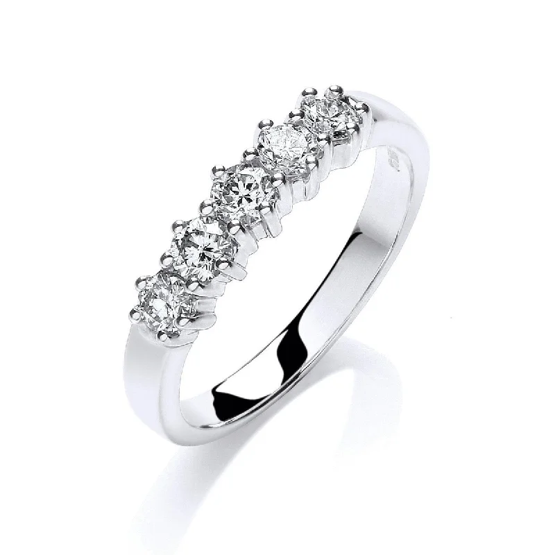 Platinum Wedding Bands with Micro - Pave Diamond Accents9ct White Gold 0.50ct 5 Stone Diamond Eternity Ring