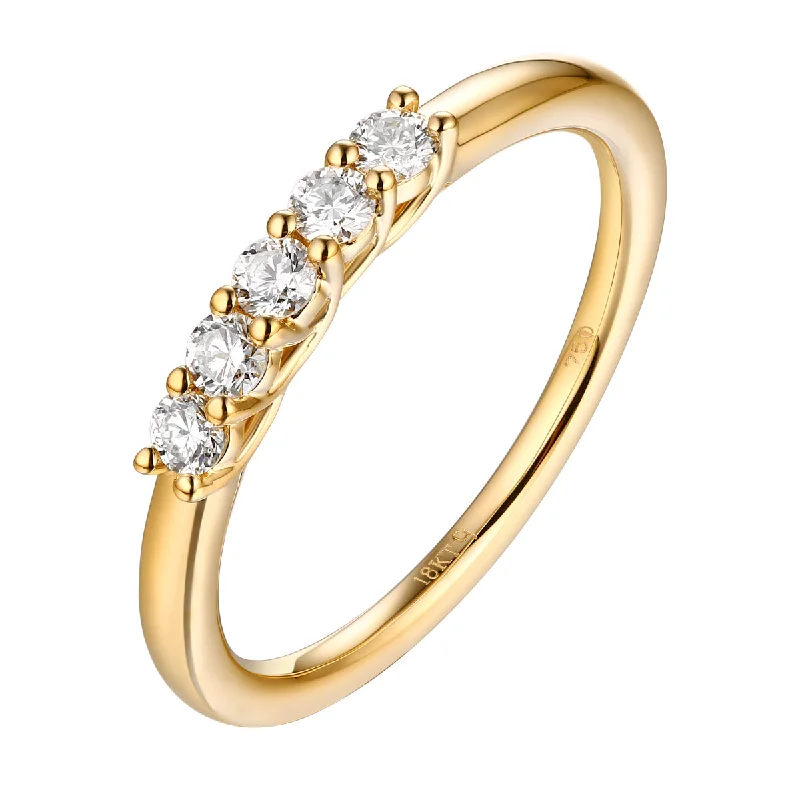 Two - Tone Wedding Bands Combining Yellow Gold and Palladium14KT Yellow Gold 5 Diamond Set Band - S201977B