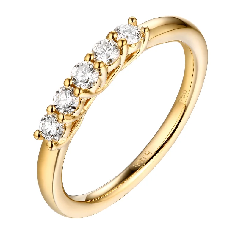 Matching Set Wedding Bands with Interlocking Designs14KT Yellow Gold 5 Diamond Band - S201978B