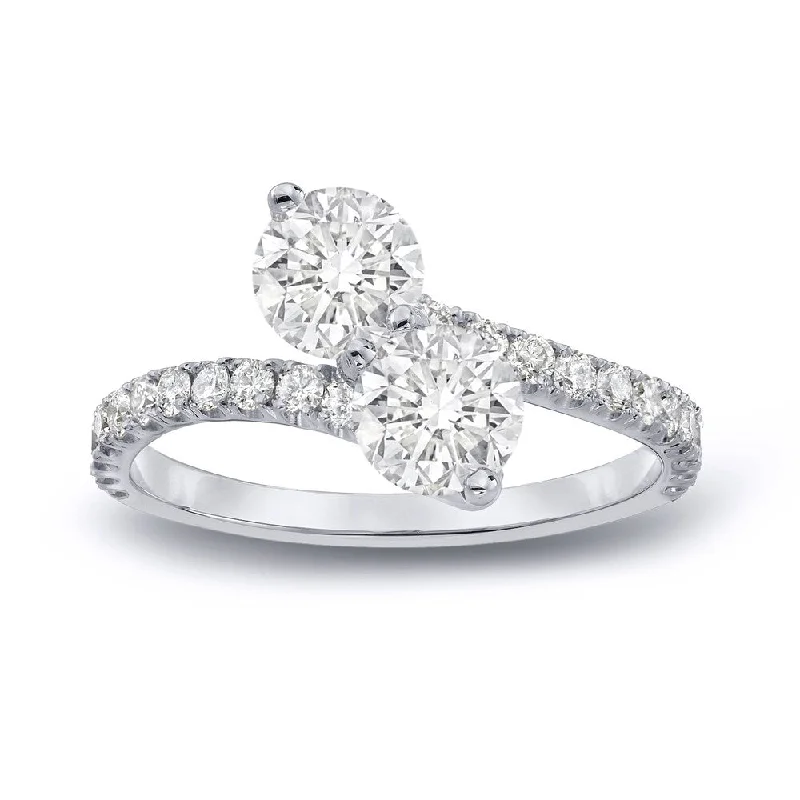 Engagement Rings with a Cathedral - Style Basket SettingAuriya 14k Gold 2ct TDW Round 2-Stone Diamond Engagement Ring