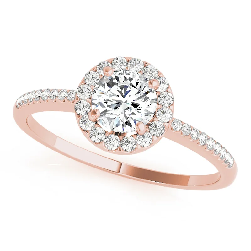 Pear - Shaped Engagement Rings with Twisted Shank DesignsAuriya 14k-Rose Gold Lab Grown Round Diamond Halo Engagement Ring 0.50 to 5.00 ct. tw. (F-G VS)