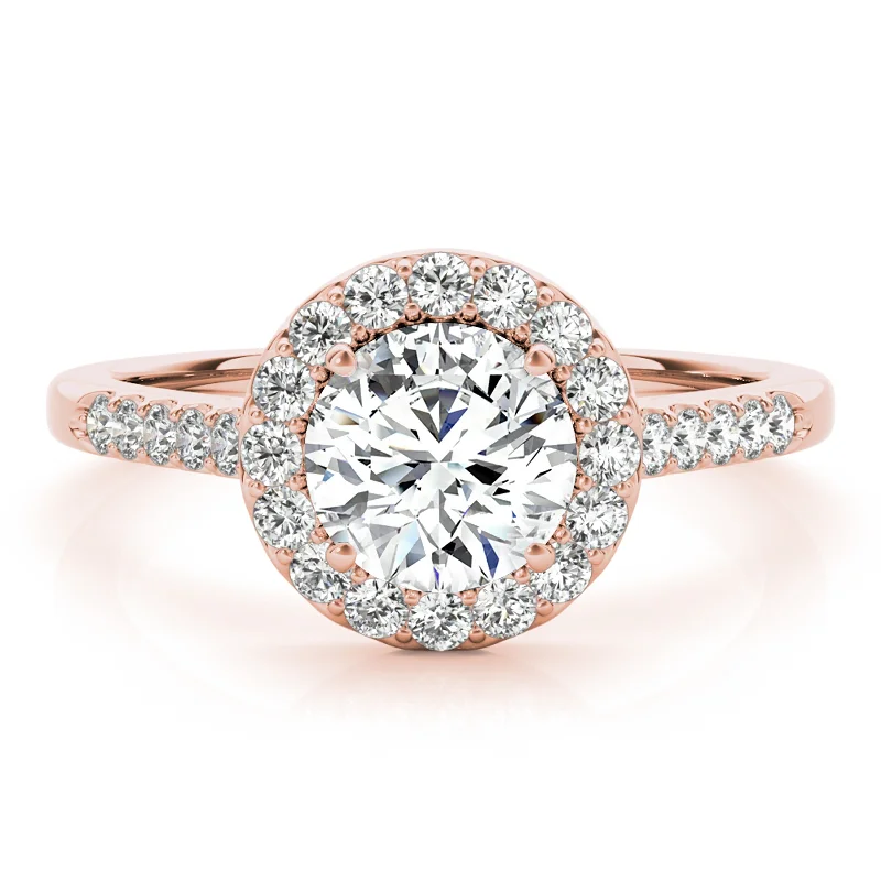 Art Nouveau - Inspired Engagement Rings with Organic MotifsAuriya 14k-Rose Gold Lab Grown Round Diamond Halo Engagement Ring 0.50 to 5.00 ct. tw. (F-G VS)