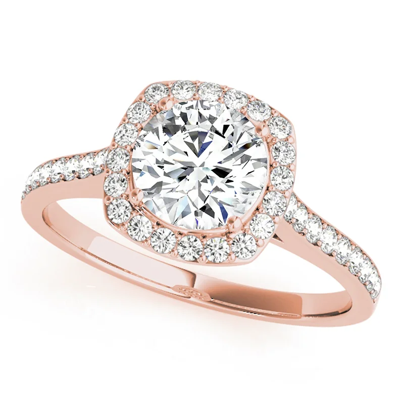 Pear - Shaped Engagement Rings with Twisted Shank DesignsAuriya 14k-Rose Gold Lab Grown Round Diamond Halo Engagement Ring 0.50 to 5.00 ct. tw. (F-G VS)