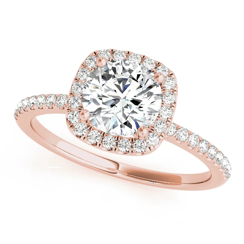 Rose - Cut Diamond Engagement Rings with a Rustic CharmAuriya 14k-Rose Gold Lab Grown Round Diamond Halo Engagement Ring 0.50 to 5.00 ct. tw. (F-G VS)