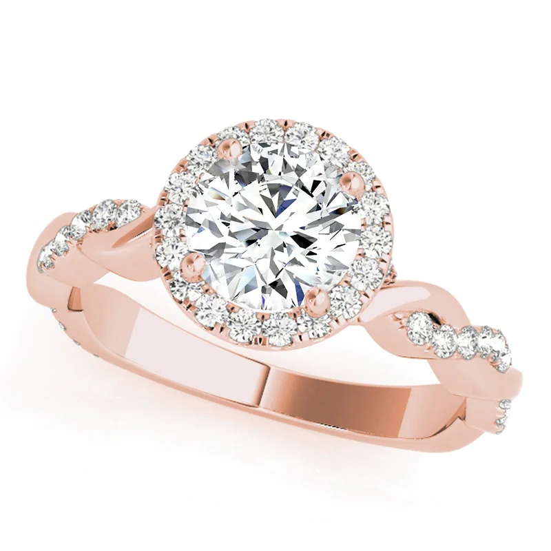 Emerald - Cut Engagement Rings with Trapezoid Side StonesAuriya 14k-Rose Gold Lab Grown Round Diamond Halo Twisted-Shank Engagement Ring 0.50 to 5.00 ct. tw. (F-G VS)