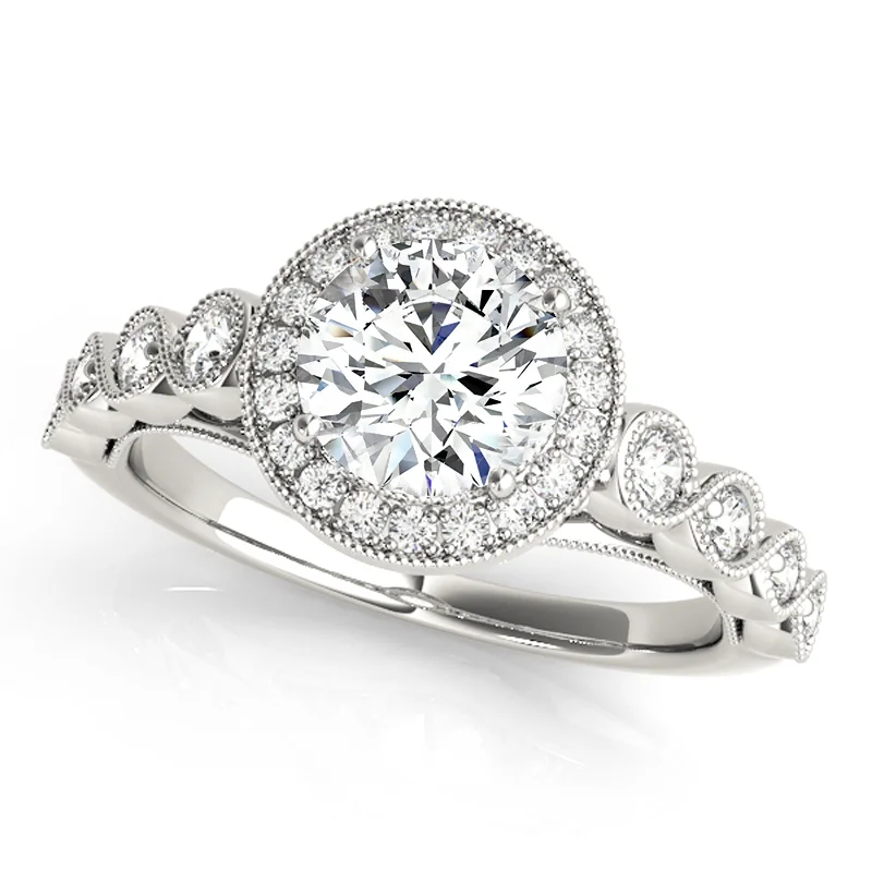 Platinum Engagement Rings with Milgrain EdgesAuriya 14k White Gold Lab Grown Round Diamond Halo Engagement Ring 0.50 to 5.00 ct. tw. (F-G VS)