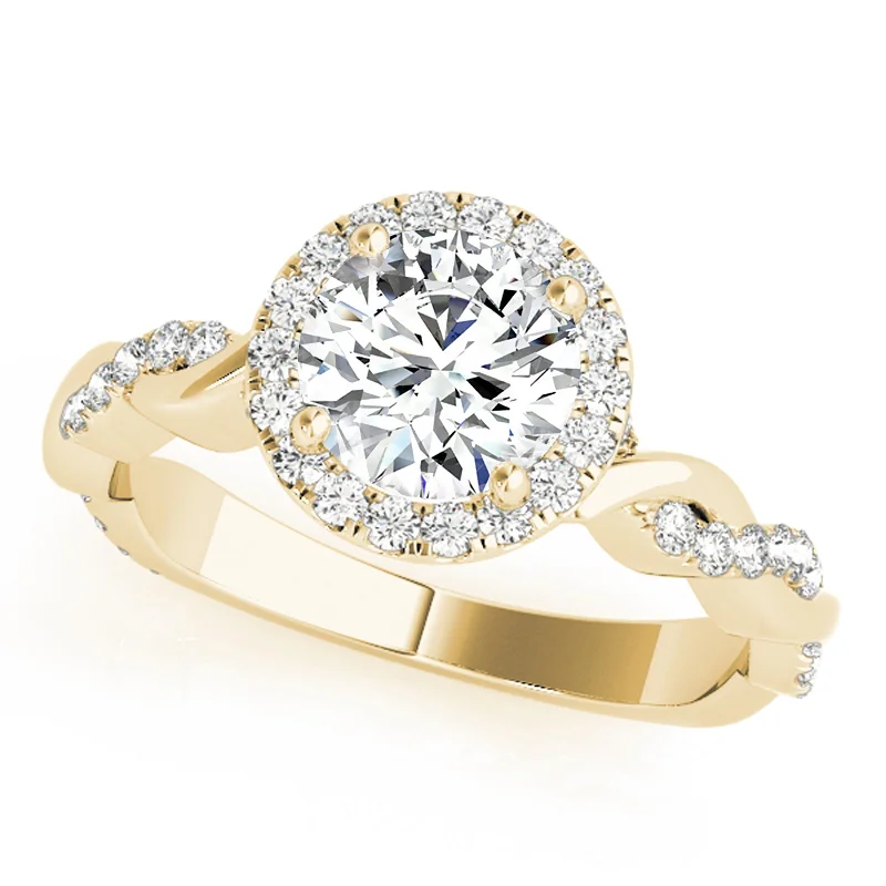 Cushion - Shaped Engagement Rings with Bead - Set DiamondsAuriya 14k-Yellow Gold Lab Grown Round Diamond Halo Twisted-Shank Engagement Ring 0.50 to 5.00 ct. tw. (F-G VS)