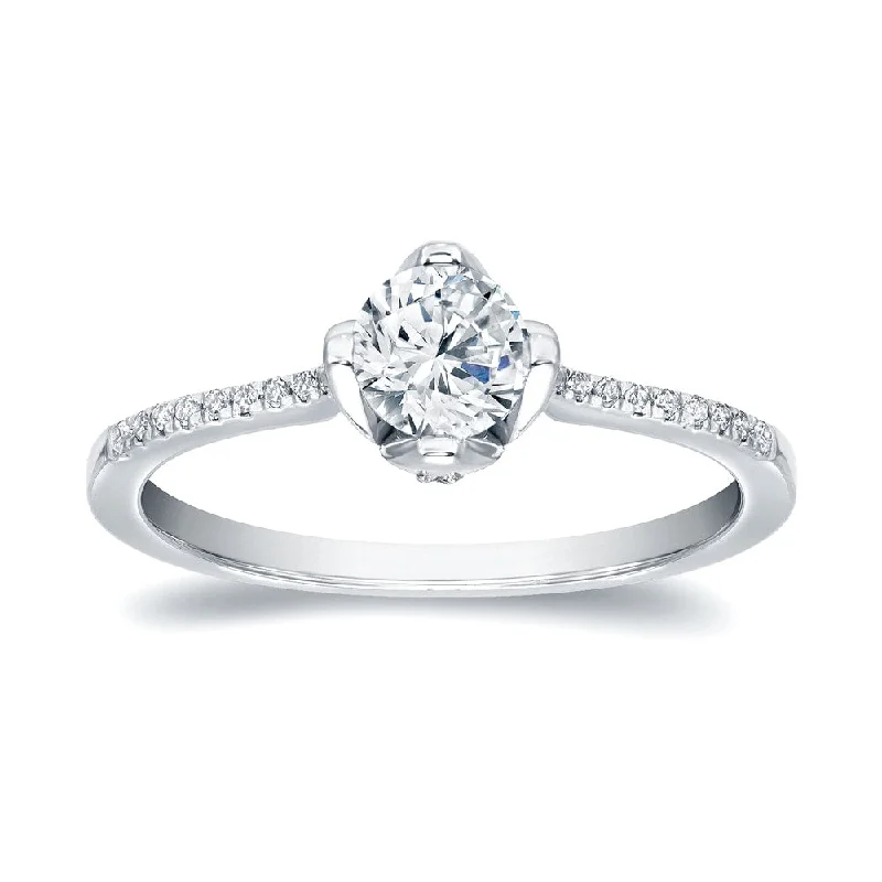 Platinum Engagement Rings with Milgrain EdgesAuriya 1ctw Round Diamond Engagement Ring Platinum Certified