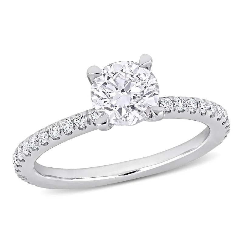 Engagement Rings with a Hidden Halo and Pavé - Set BandMiadora 1 1/3ct TDW Diamond Engagement Ring in 14k White Gold