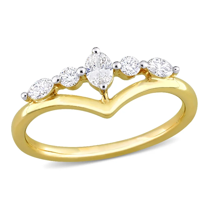 Engagement Rings with a Hidden Halo and Pavé - Set BandMiadora 1/3ct TDW Multi-shape Diamond Ring in 14k Yellow Gold