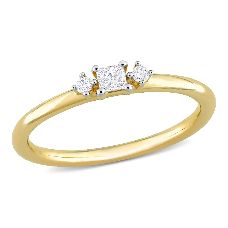 Pear - Shaped Engagement Rings with Twisted Shank DesignsMiadora 1/6ct TDW Princess Diamond Ring in 14k Yellow Gold