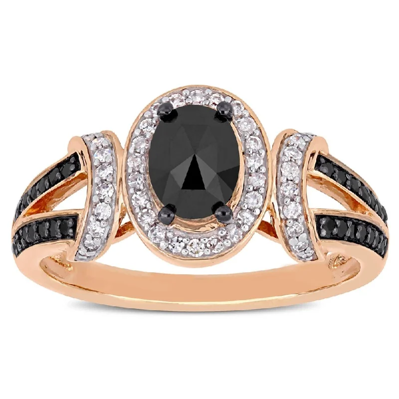 Vintage - Style Engagement Rings with Intricate ScrollworkMiadora 10k Rose Gold with Black Rhodium 1ct TDW Black and White Diamond Engagement Ring