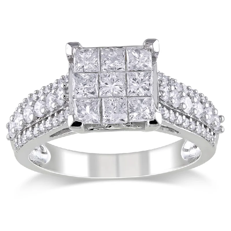 Engagement Rings with a Cathedral - Style Basket SettingMiadora 10k White Gold 1 1/2ct TDW Diamond Engagement Ring