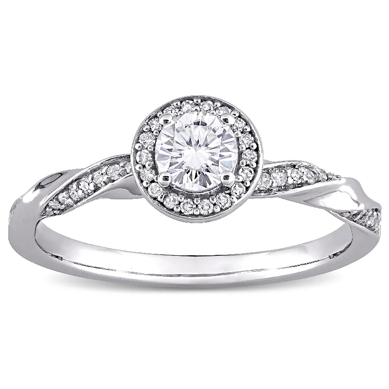 Engagement Rings with a Cathedral - Style Basket SettingMiadora 10k White Gold 1/2ct TDW Diamond Twisted Halo Engagement Ring