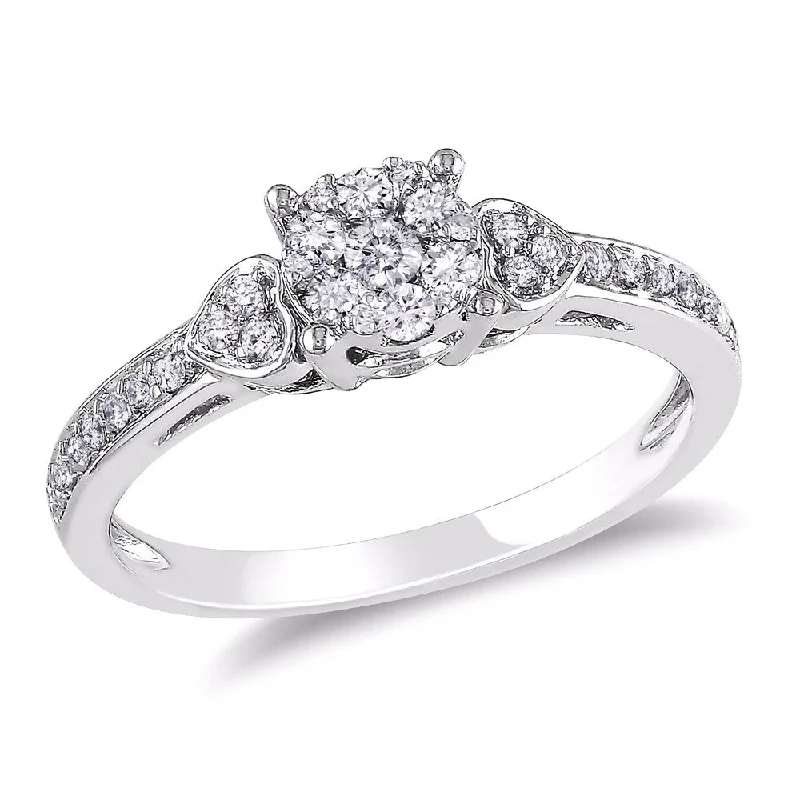 Custom - Engraved Engagement Rings with a Special MessageMiadora 10k White Gold 1/3ct TDW Diamond Cluster Engagement Ring