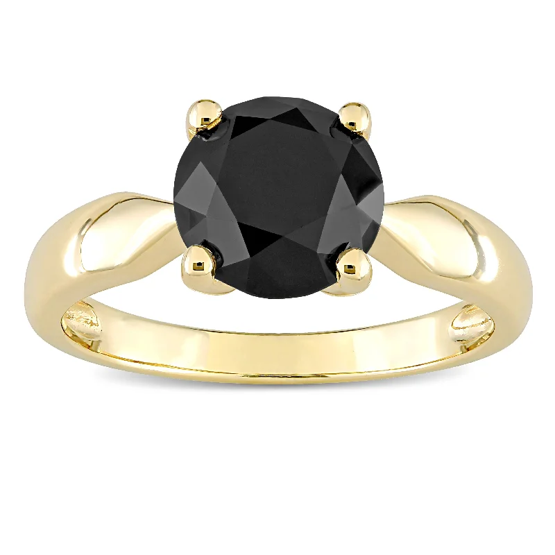 Engagement Rings with a Pavé - Set Infinity SymbolMiadora 10k Yellow Gold 3ct TDW Black Diamond Solitaire Engagement Ring