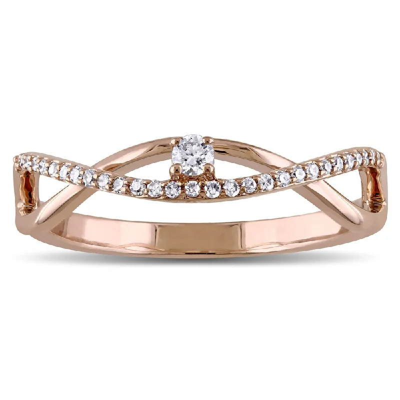 Sapphire - Centered Engagement Rings with Diamond HaloMiadora 14k Rose Gold 1/6ct TDW Diamond Twist Promise Ring - White