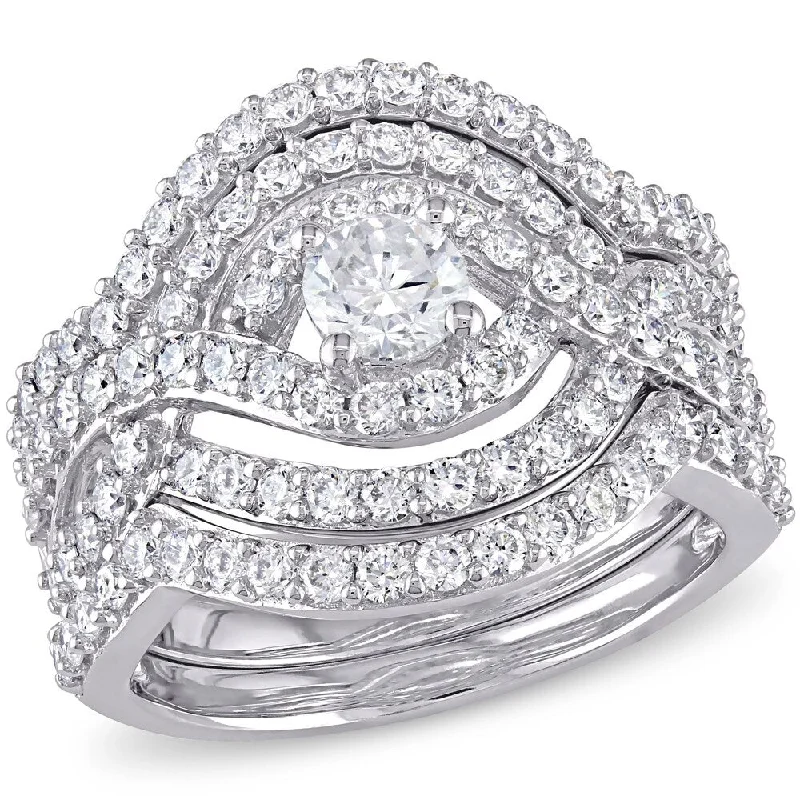 Engagement Rings with a Pavé - Set Infinity SymbolMiadora 14k White Gold 1 1/2ct TDW Diamond 3-Pc. Bridal Ring Set