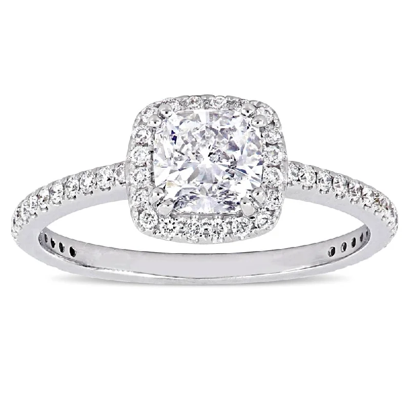 Engagement Rings with a Pavé - Set Infinity SymbolMiadora 14k White Gold 1 1/3ct TDW Certified Diamond Halo Engagement Ring (GIA)