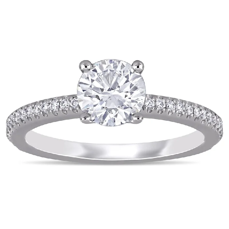 Pear - Shaped Engagement Rings with Twisted Shank DesignsMiadora 14k White Gold 1 1/6ct TDW Certified Diamond Solitaire Engagement Ring (GIA)