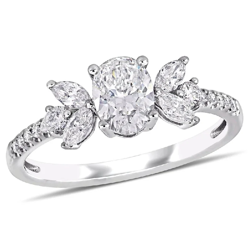 Moissanite Engagement Rings with a Sparkling Center StoneMiadora 14k White Gold 1 1/7ct TDW Diamond Floral-Inspired Engagement Ring