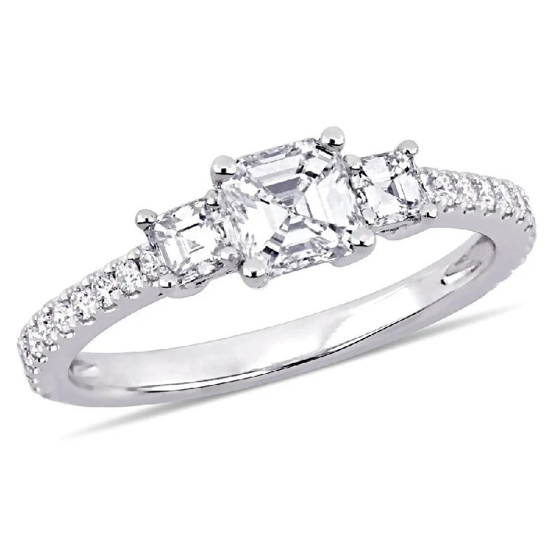 Engagement Rings with a Floral - Inspired Prong SettingMiadora 14k White Gold 1 1/8ct TDW Certified Diamond Engagement Ring (IGI)