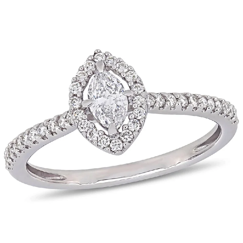 Vintage - Style Engagement Rings with Intricate ScrollworkMiadora 14k White Gold 1/2ct TDW Diamond Marquise and Round-Cut Floating Halo Engagement Ring