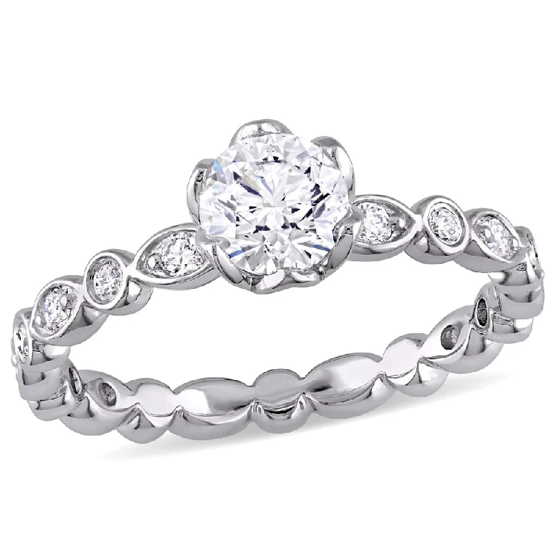 Pear - Shaped Engagement Rings with Twisted Shank DesignsMiadora 14k White Gold 1ct TDW Diamond Floral Infinity Engagement Ring