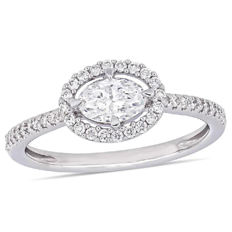 Engagement Rings with a Hidden Heart - Shaped CutoutMiadora 14k White Gold 3/4ct TDW Diamond Oval and Round-Cut Floating Halo Engagement Ring