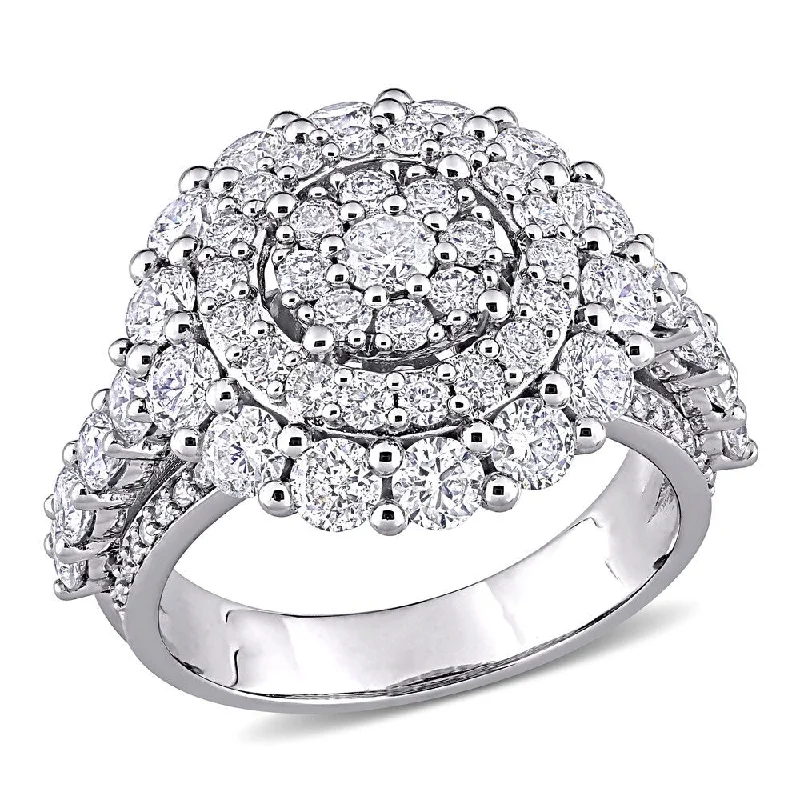 Men's Engagement Rings with Carbon Fiber InlaysMiadora 14k White Gold 3ct TDW Diamond Triple Halo Cluster Engagement Ring