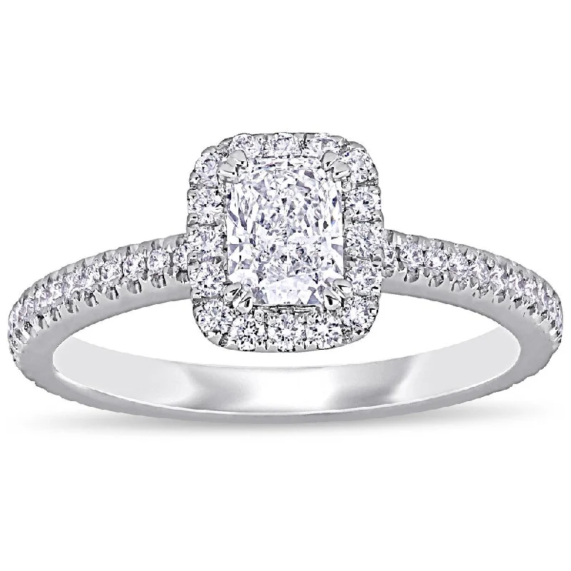 Engagement Rings with a Pavé - Set Infinity SymbolMiadora 14k White Gold 7/8ct TDW Diamond Halo Engagement Ring