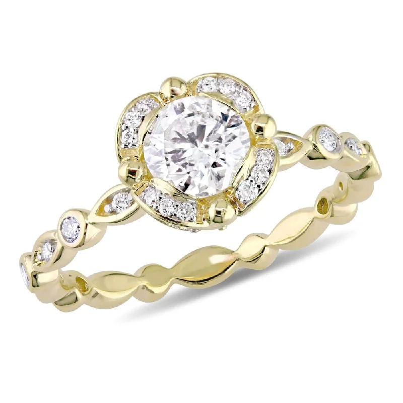 Platinum Engagement Rings with Milgrain EdgesMiadora 14k Yellow Gold 1ct TDW Diamond Floral Halo Infinity Band Engagement Ring