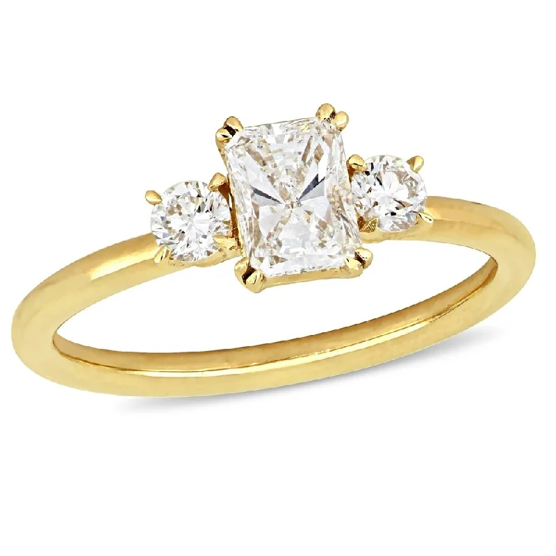 Engagement Rings with a Pavé - Set Infinity SymbolMiadora 14k Yellow Gold 1ct TDW Radiant-cut Diamond 3-Stone Engagement Ring