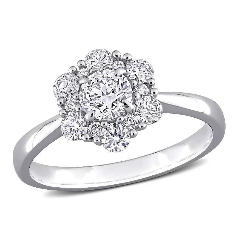 Cushion - Shaped Engagement Rings with Bead - Set DiamondsMiadora 1ct TDW Diamond Cluster Engagement Ring in 14k White Gold