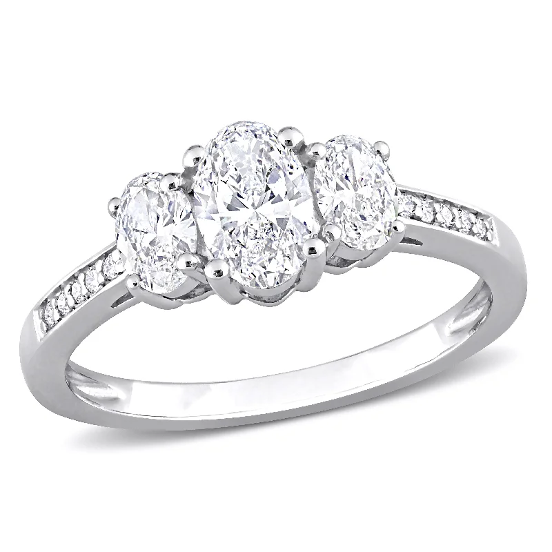 Engagement Rings with a Floral - Inspired Prong SettingMiadora 1ct TDW Oval-cut Diamond Three-Stone Ring in 14k White Gold