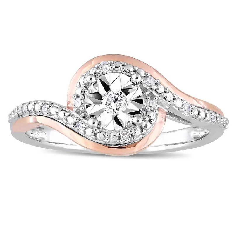 Custom - Engraved Engagement Rings with a Special MessageMiadora 2-Tone 10k White and Rose Gold 1/10ct TDW Diamond Crossover Bypass Engagement Ring