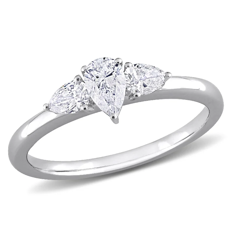 Engagement Rings with a Pavé - Set Infinity SymbolMiadora 3/5ct TDW Pear Shape Diamond 3-stone Engagement Ring in 14k White Gold