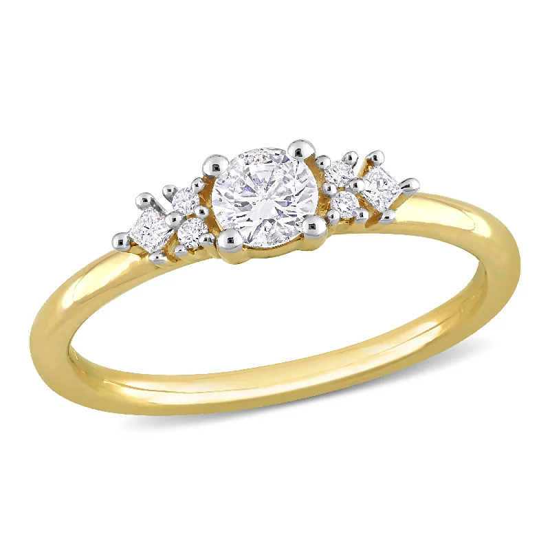 Engagement Rings with a Cathedral - Style Basket SettingMiadora 3/8ct TDW Princess Diamond Ring in 14k Yellow Gold