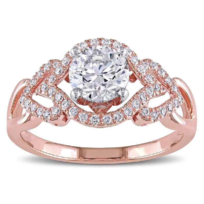 Sapphire - Centered Engagement Rings with Diamond HaloMiadora Signature Collection 14k Rose Gold 1 1/5 ct TDW Certified Diamond Heart Motif Engagement Ring (M, VS1) (GIA) - White