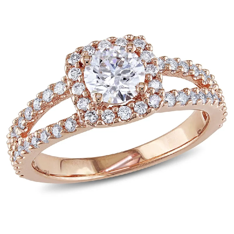 Pear - Shaped Engagement Rings with Twisted Shank DesignsMiadora Signature Collection 14k Rose Gold 1ct TDW Certified Diamond Engagement Ring