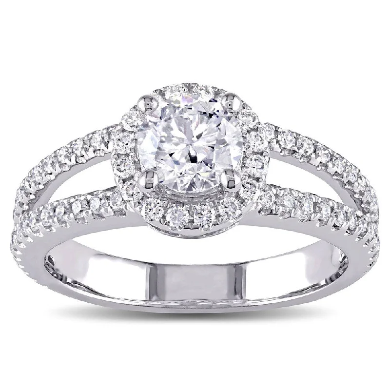 Custom - Engraved Engagement Rings with a Special MessageMiadora Signature Collection 14k White Gold 1 1/3ct TDW Diamond Halo Engagement Ring