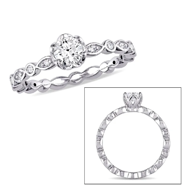 Moissanite Engagement Rings with a Sparkling Center StoneMiadora Signature Collection 14k White Gold 1/2ct TDW Diamond Halo Infinity Engagement Ring