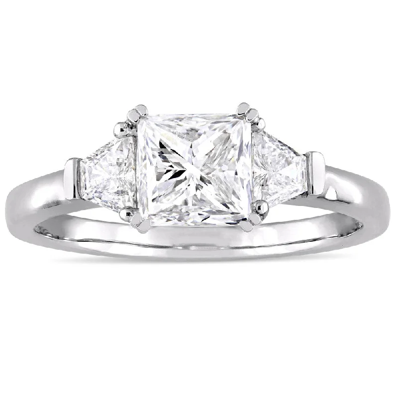 Custom - Engraved Engagement Rings with a Special MessageMiadora Signature Collection 14k White Gold 1 3/4ct TDW Princess and Trapezoid Diamond Engagement Ri