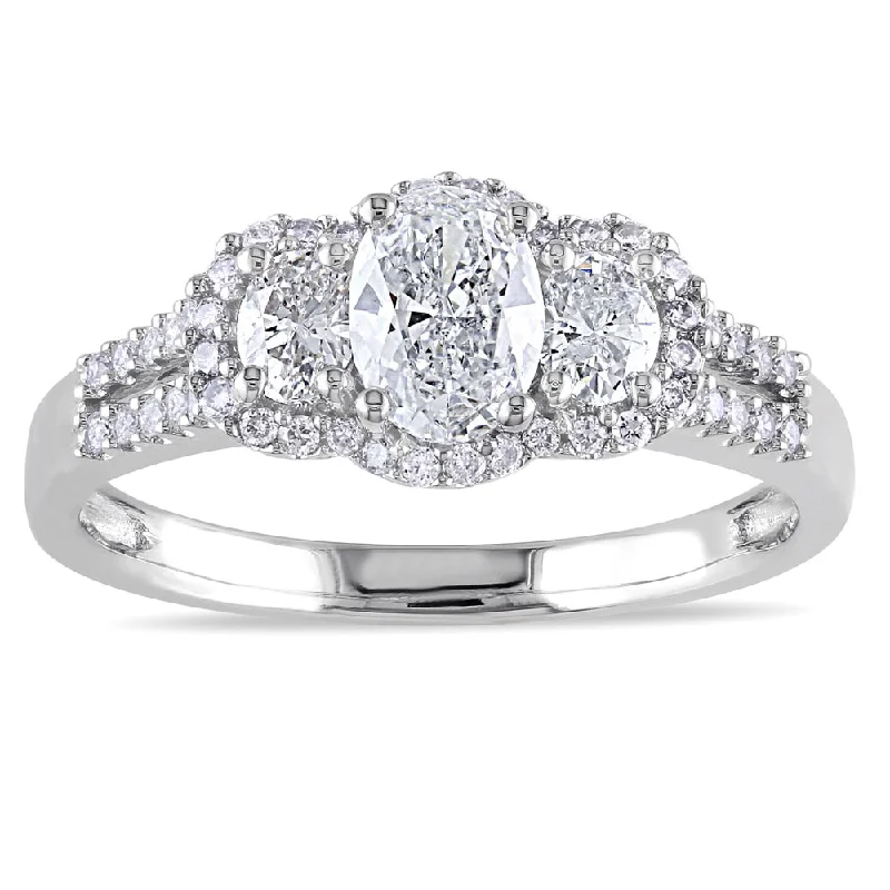 Vintage - Style Engagement Rings with Intricate ScrollworkMiadora Signature Collection 14k White Gold 1ct TDW Certified Oval-cut Diamond Engagement Ring