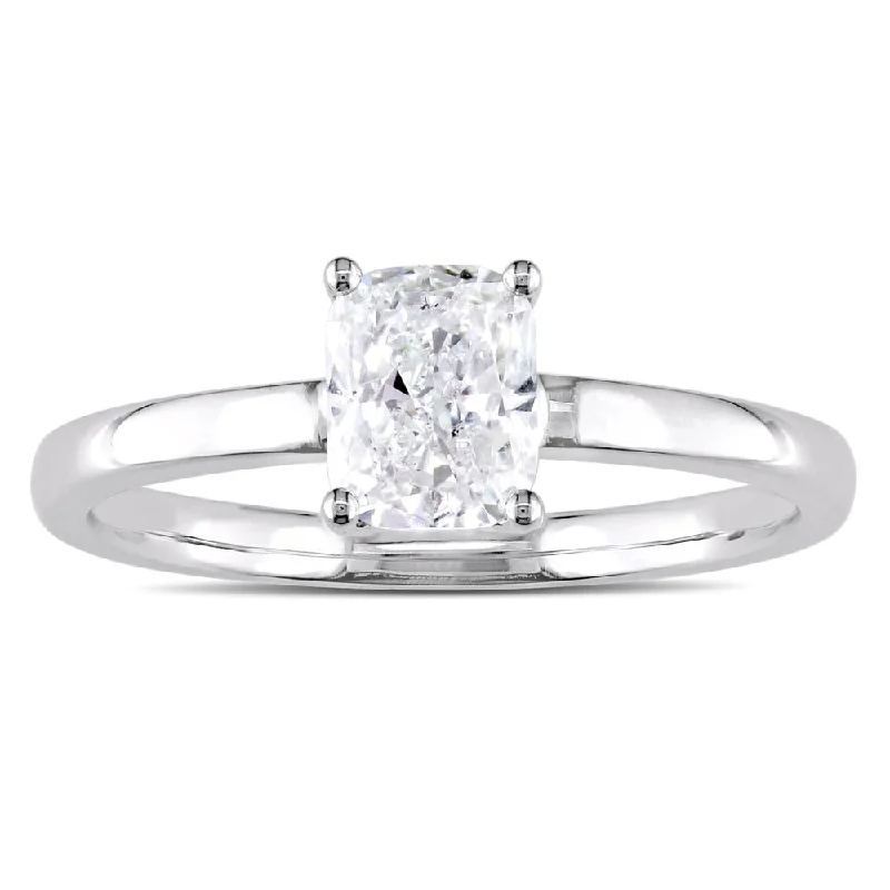 Platinum Engagement Rings with Milgrain EdgesMiadora Signature Collection 14k White Gold 1ct TDW Cushion-Cut Diamond Solitaire Engagement Ring