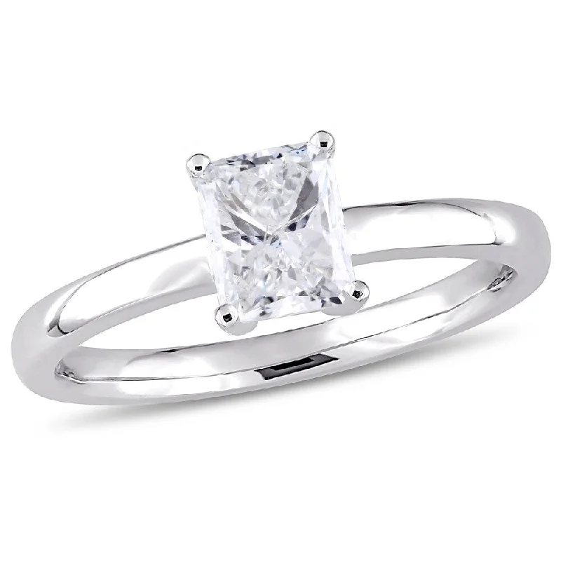 Engagement Rings with a Triple - Row Diamond BandMiadora Signature Collection 14k White Gold 1ct TDW Radiant-Cut Diamond Solitaire Engagement Ring