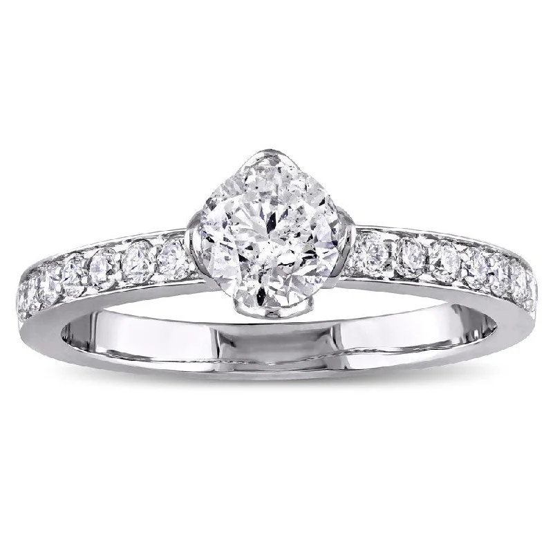 Engagement Rings with a Hidden Heart - Shaped CutoutMiadora Signature Collection 1ct TDW Diamond Floral-Style Engagement Ring in 14k White Gold