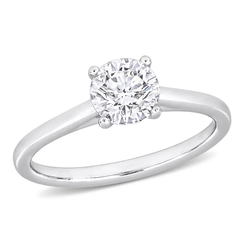 Engagement Rings with a Triple - Row Diamond BandMiadora White Platinum 1ct TDW Certified Diamond Solitaire Engagement Ring (GIA)